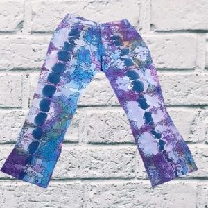 Upcycled block dyed and hand painted jeans